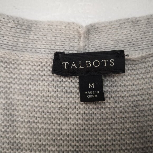 Talbots Ladies Size Medium Light Grey V-neck Round Hem Lightweight Sweater - Picture 3 of 10